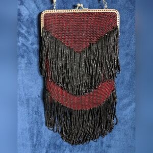 Victorian Style SEDUCTIVE Black and Red Crystal Bead Purse Handmade for Boutique